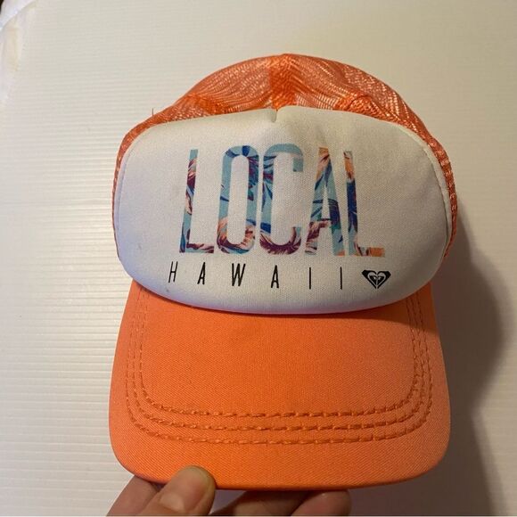 ROXY Local Hawaii Trucker baseball Hat cap coral mesh orange - Picture 2 of 8